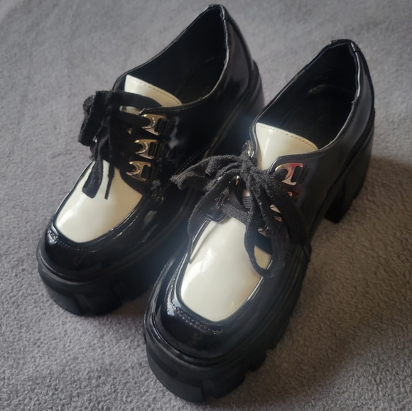 madden girl black platform oxfords loafers - Picture 4 of 5